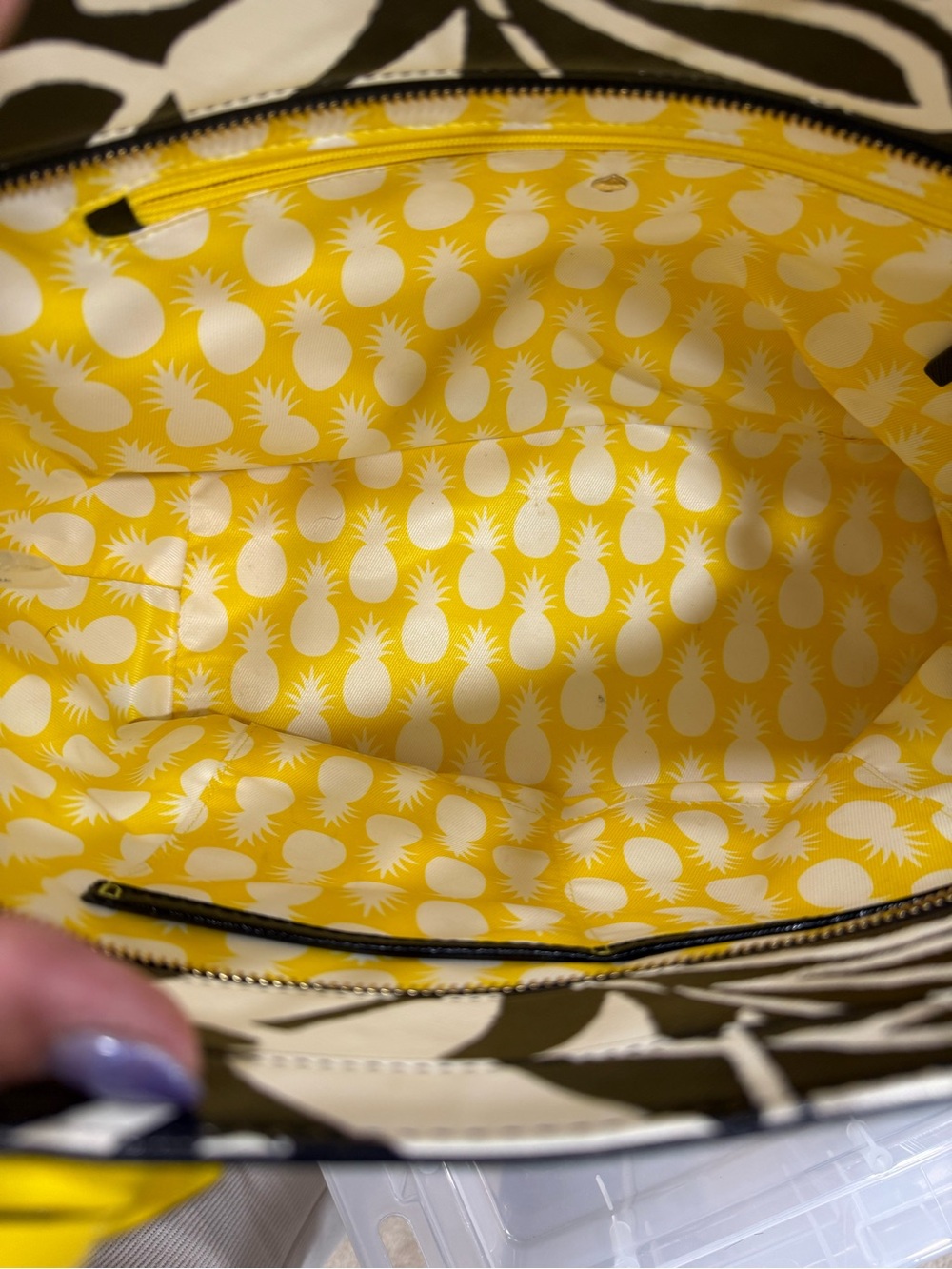 kate spade Aloha series Black & White Palm Leaf Tote with Yellow Charm - Picture 5 of 16